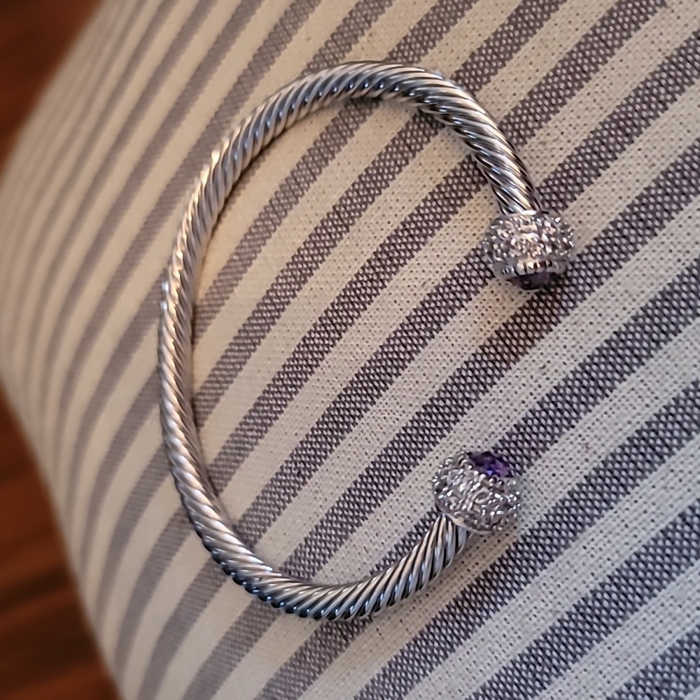 Park Lane Open Bangle Bracelet with Purple Stones